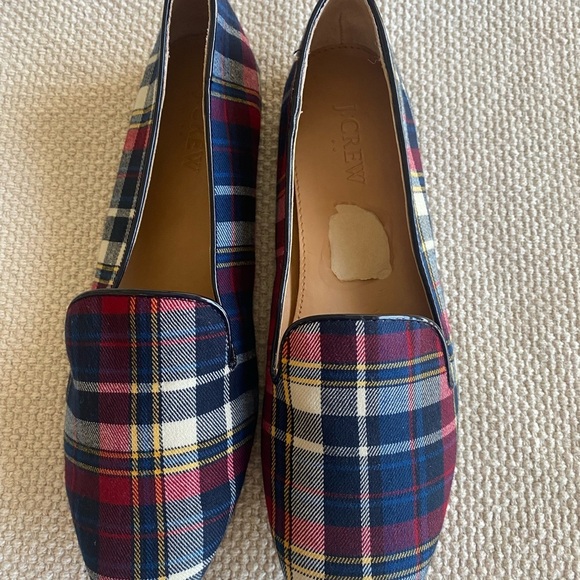 J. Crew Addie Loafer Cotton Plaid Loafers Blue,Red,Yellow, Size 9, Runs Small - Picture 3 of 5